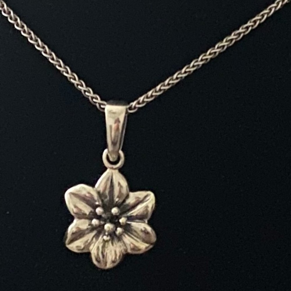 April Flower Beaded Sterling Silver Pendant